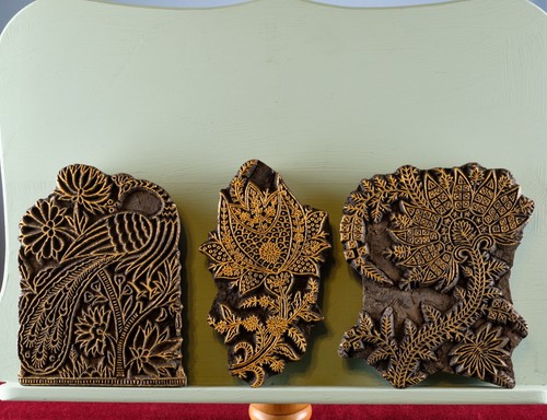 3er set indische holzstempel - indische,